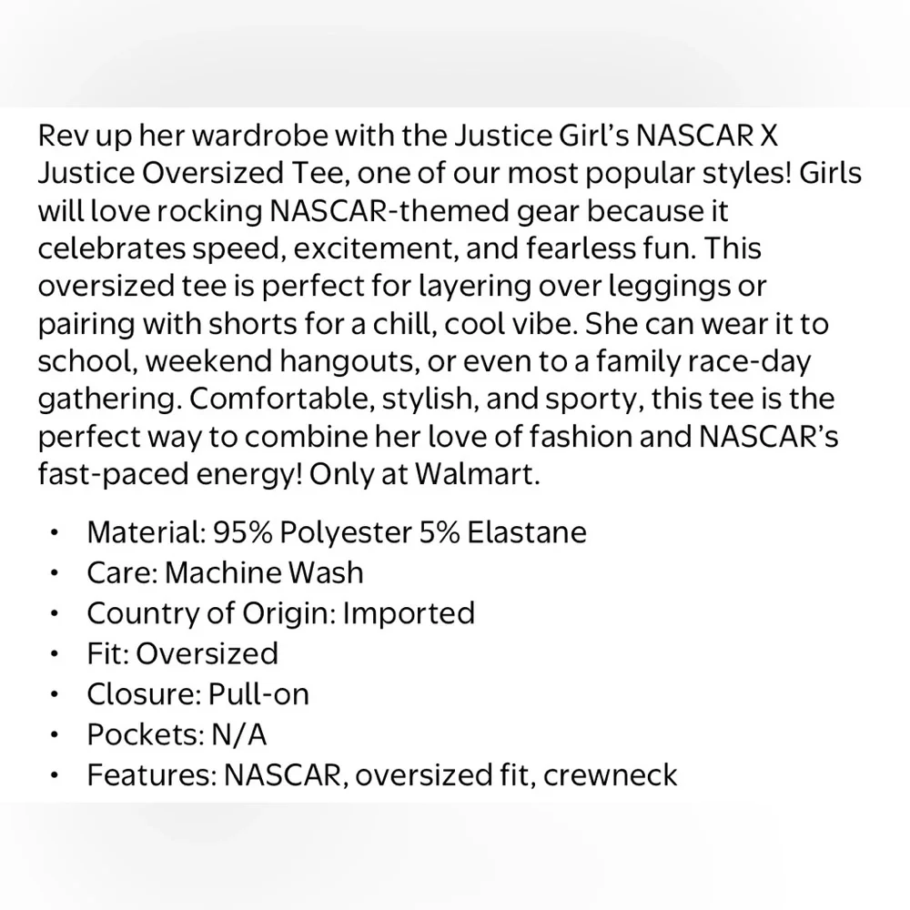 Justice nwt nascar